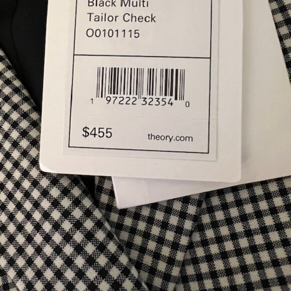 THEORY NWT Stretch Wool Slim Blazer Jacket. Black Multi. Gingham. Size 8 - Picture 8 of 10